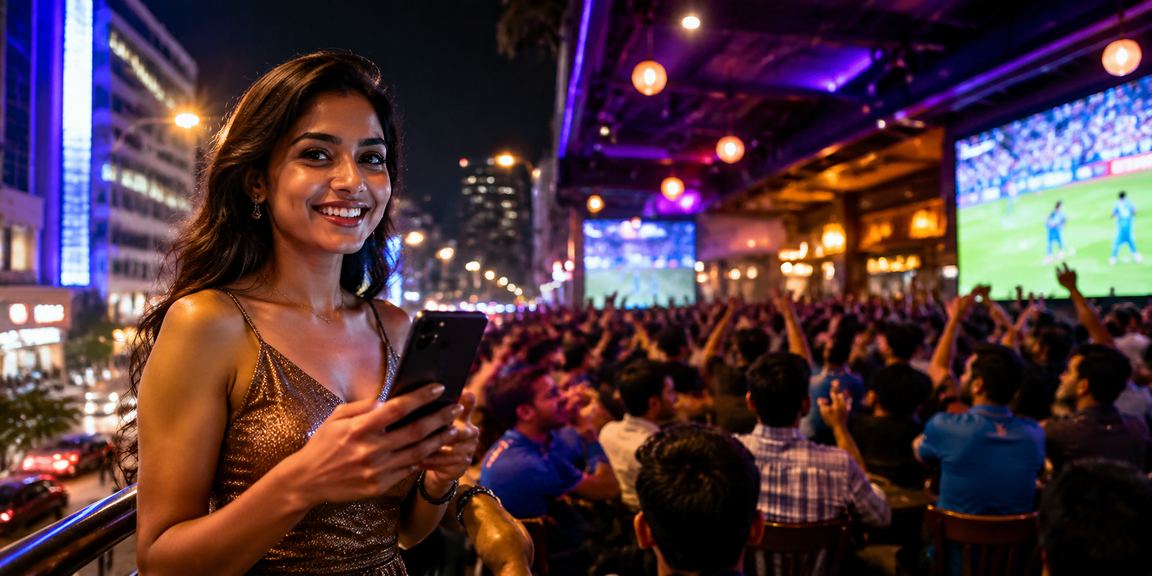 Crowd enjoying IPL cricket in a modern stadium in Mumbai